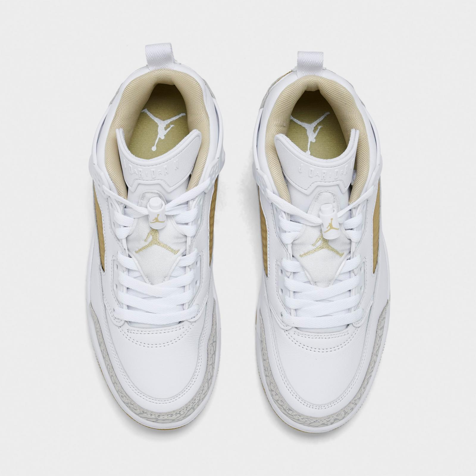Women's Jordan Spizike Low Casual Shoes - White/Metallic Gold/Neutral Grey/Team Gold - Left shoe facing left. Outside of the shoe. - view 5