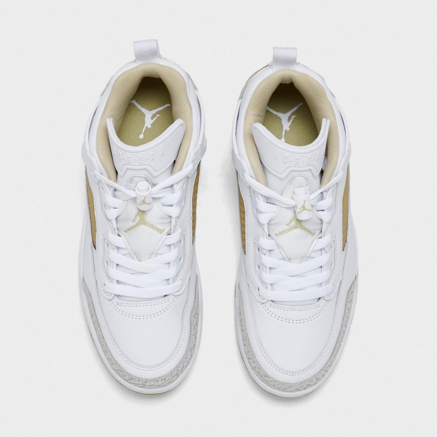 Women's Jordan Spizike Low Casual Shoes - White/Metallic Gold/Neutral Grey/Team Gold - Left shoe facing left. Outside of the shoe. - view 5