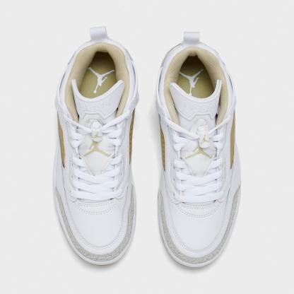Women's Jordan Spizike Low Casual Shoes - White/Metallic Gold/Neutral Grey/Team Gold - Left shoe facing left. Outside of the shoe. - view 5