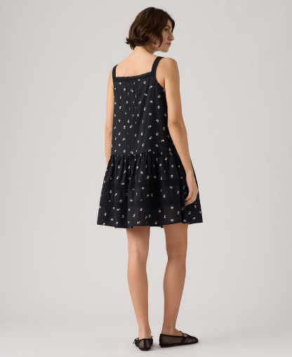 Levi's Premium Women's Kate Floral Square Neck Mini Dress - Angela Daisy V3 Anthracite