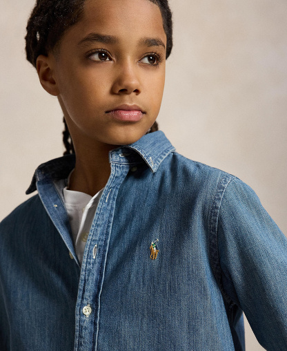 Polo Ralph Lauren Big Boys Cotton Chambray Sport Shirt - Dark Blue