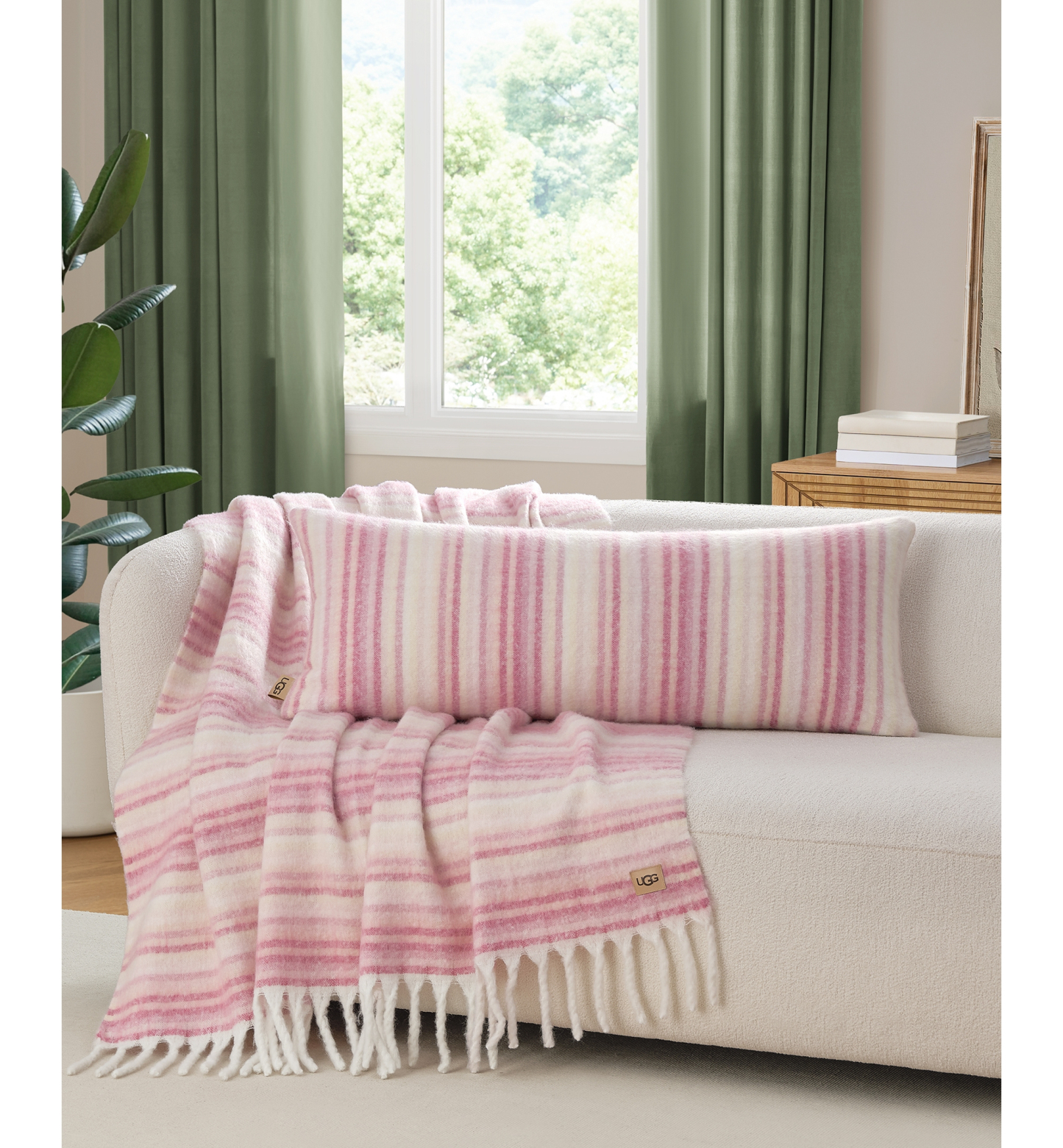 UGG® Joana Striped Throw, 50" x 70" - Dusty Orchid