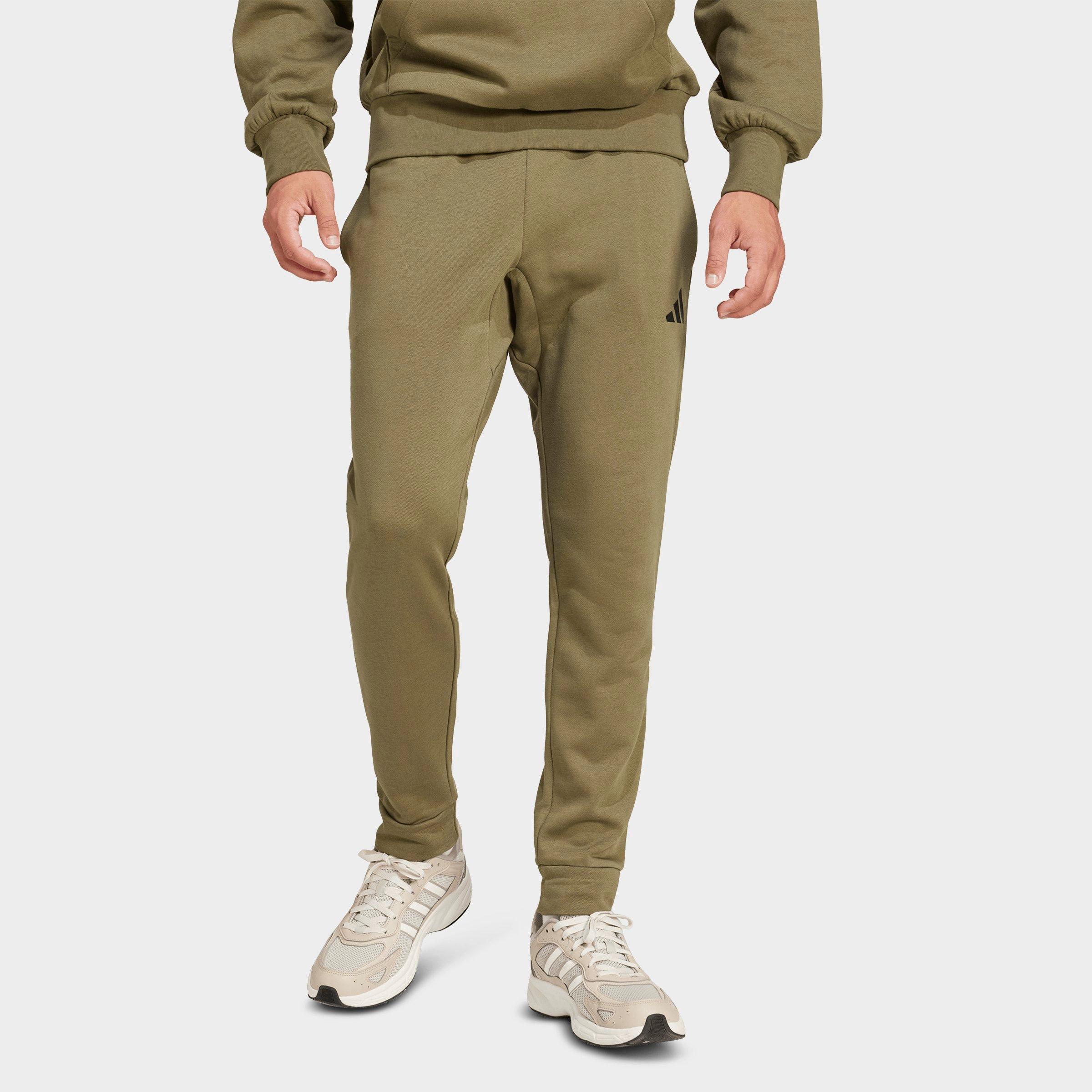 Men's adidas Essentials Feelcozy Fleece Jogger Pants - Olive Strata/Black