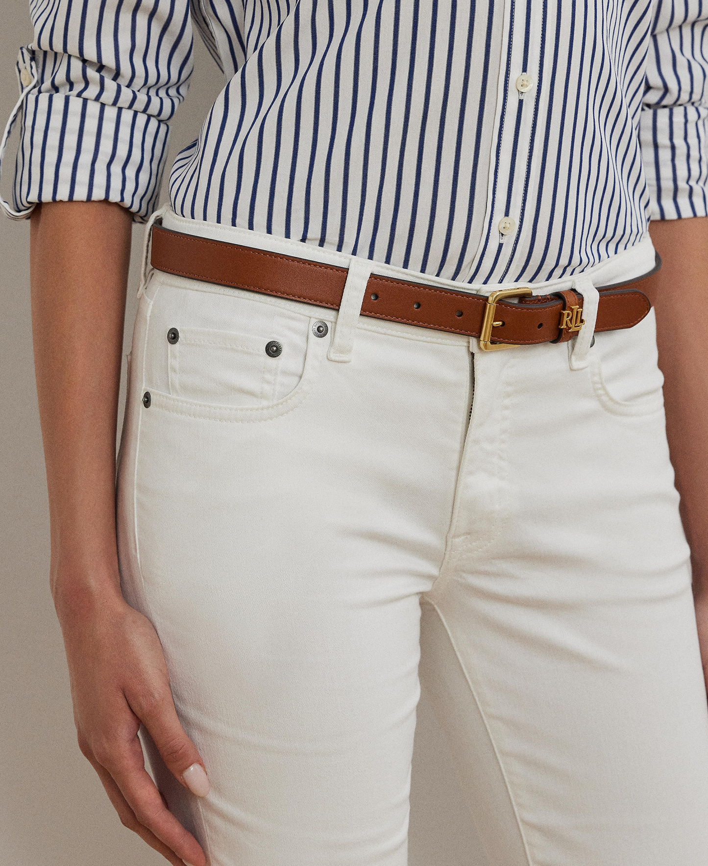 Lauren Ralph Lauren Mid-Rise Straight Jean, Regular and Short Lengths - White