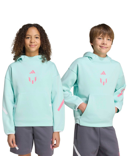 adidas Boys' and Girls' 6-20 Messi Z.N.E. Soccer Hoodie - Semi Flash Aqua