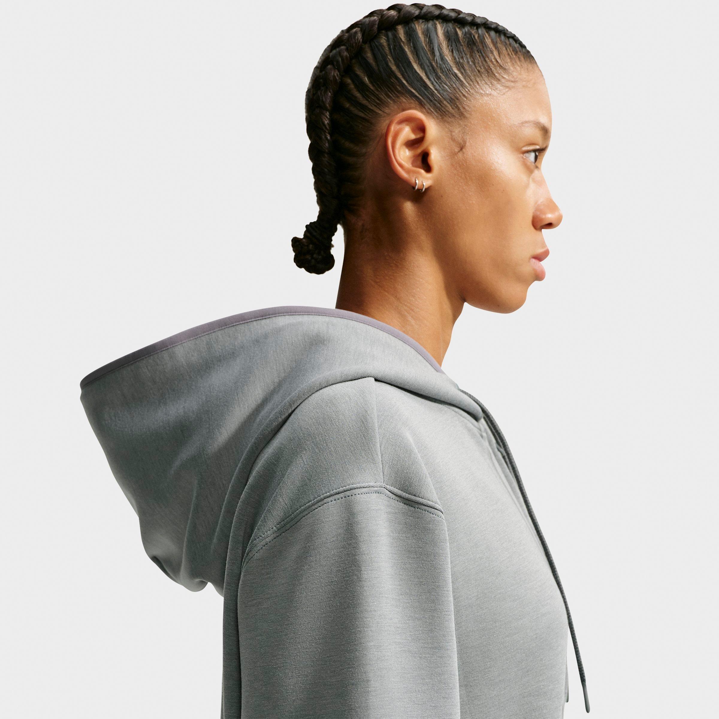 Women's Nithtke Studio Fleece Sport Dri-FIT Full-Zip Hoodie - Smoke Grey/Heather/White