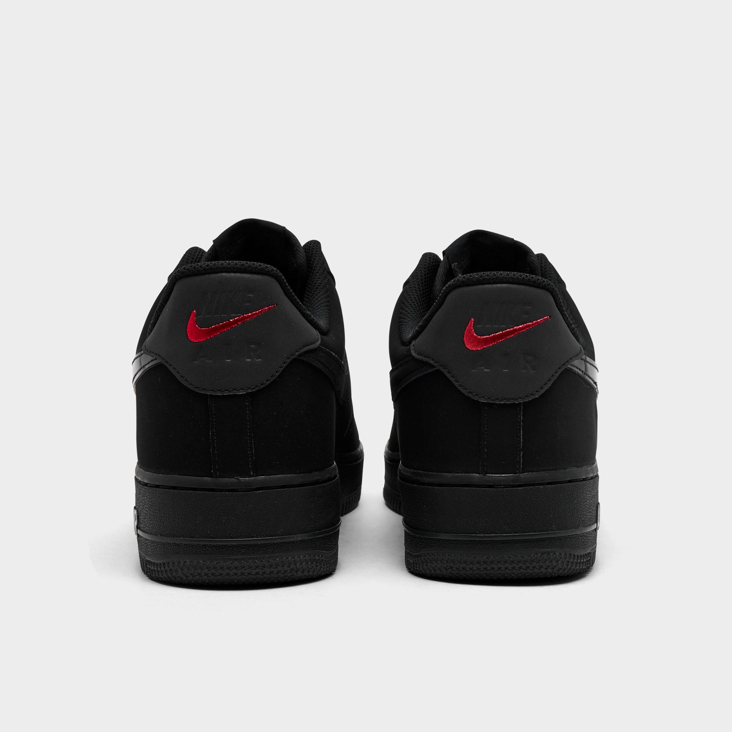 Men's Nithtke Air Force 1 '07 LV8 Casual Shoes - Part 3 - Black/Black/Dark Smoke Grey/University Red - Back view