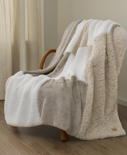 UGG® Orly Mixed Faux-Fur Throw, 50" x 70" - Snow
