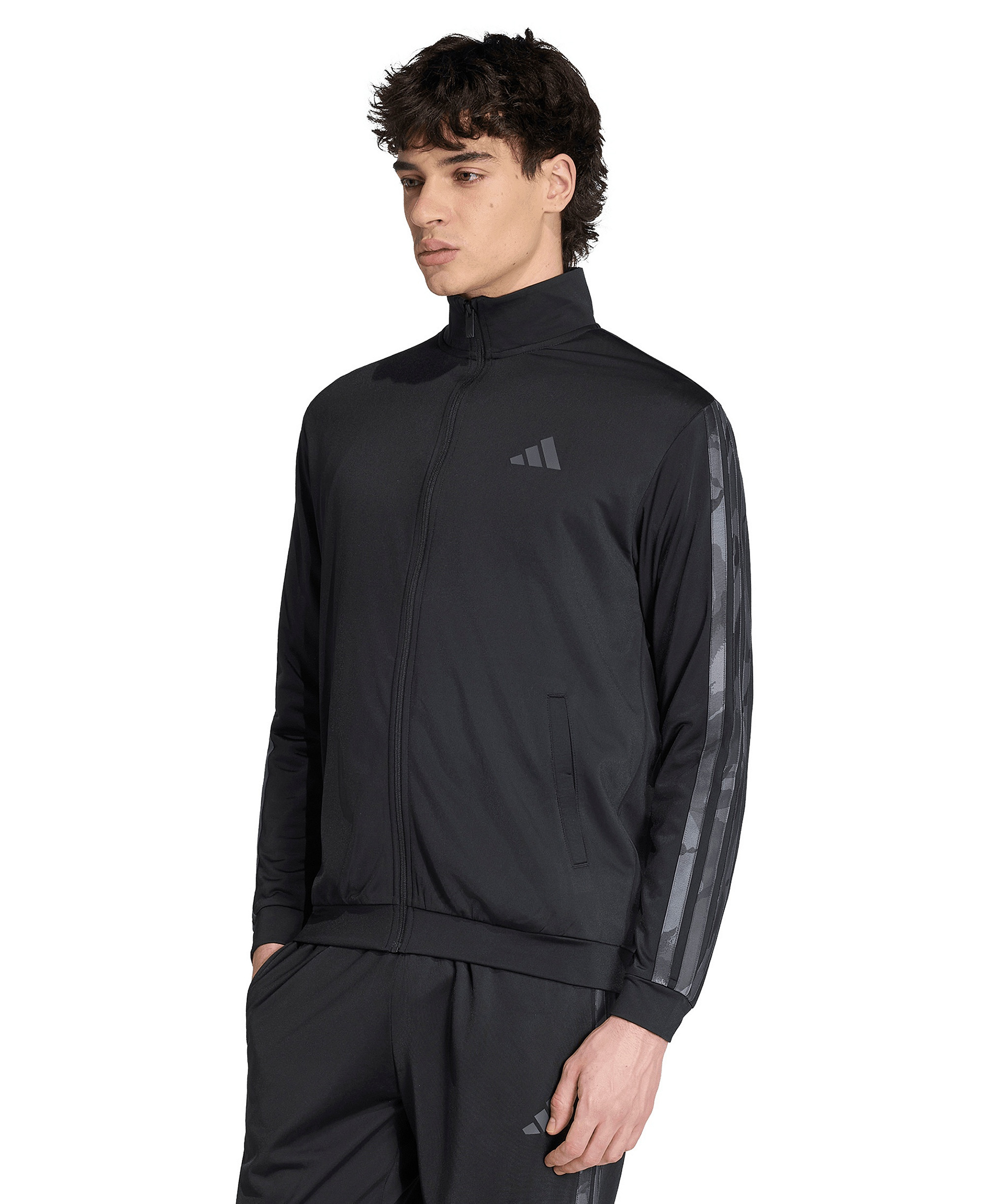 adidas Men's Camouflage 3-Stripes Regular-Fit Track Jacket - Black