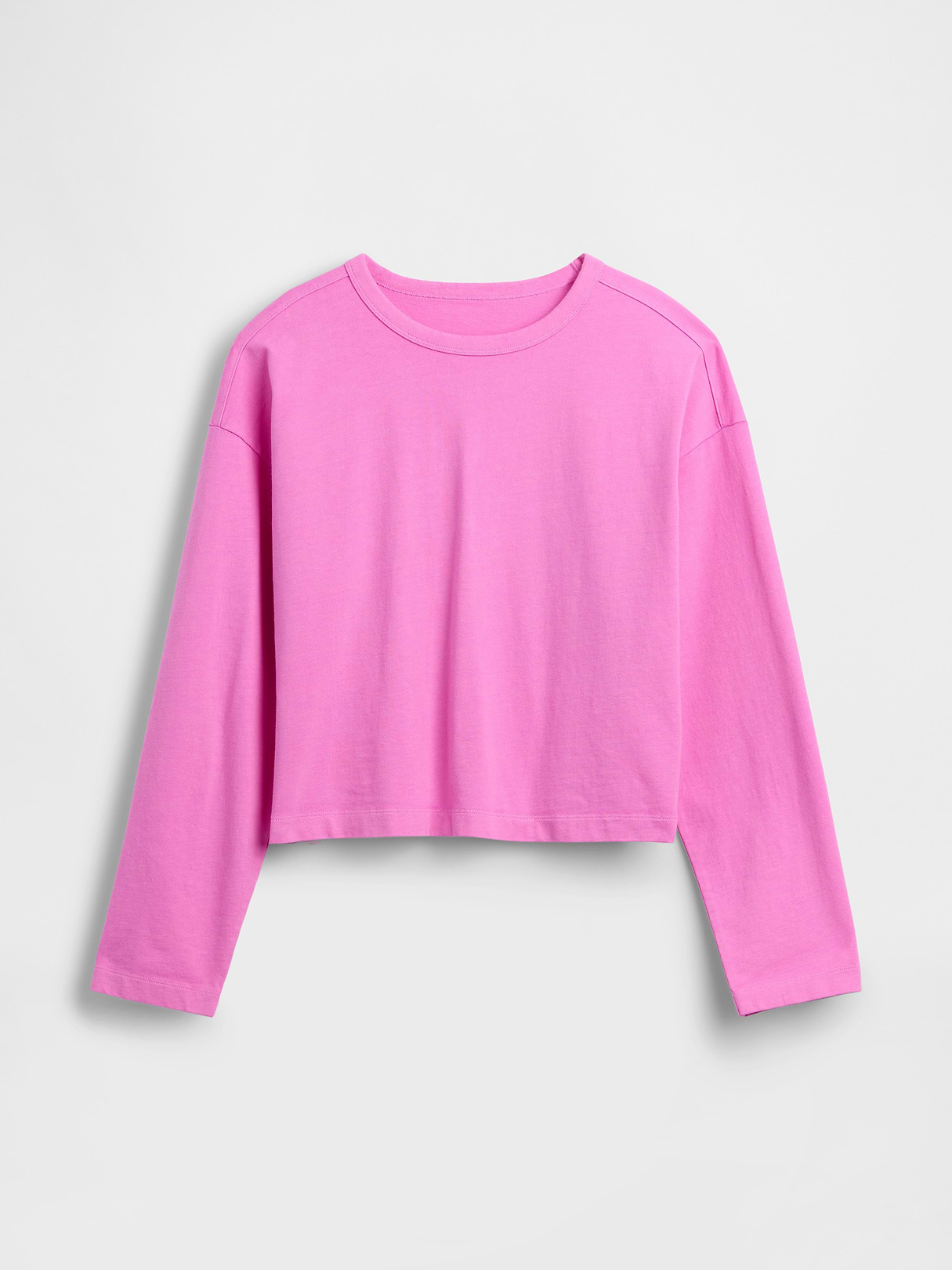 Knit Oversized Crop T-Shirt - Neon pink glow