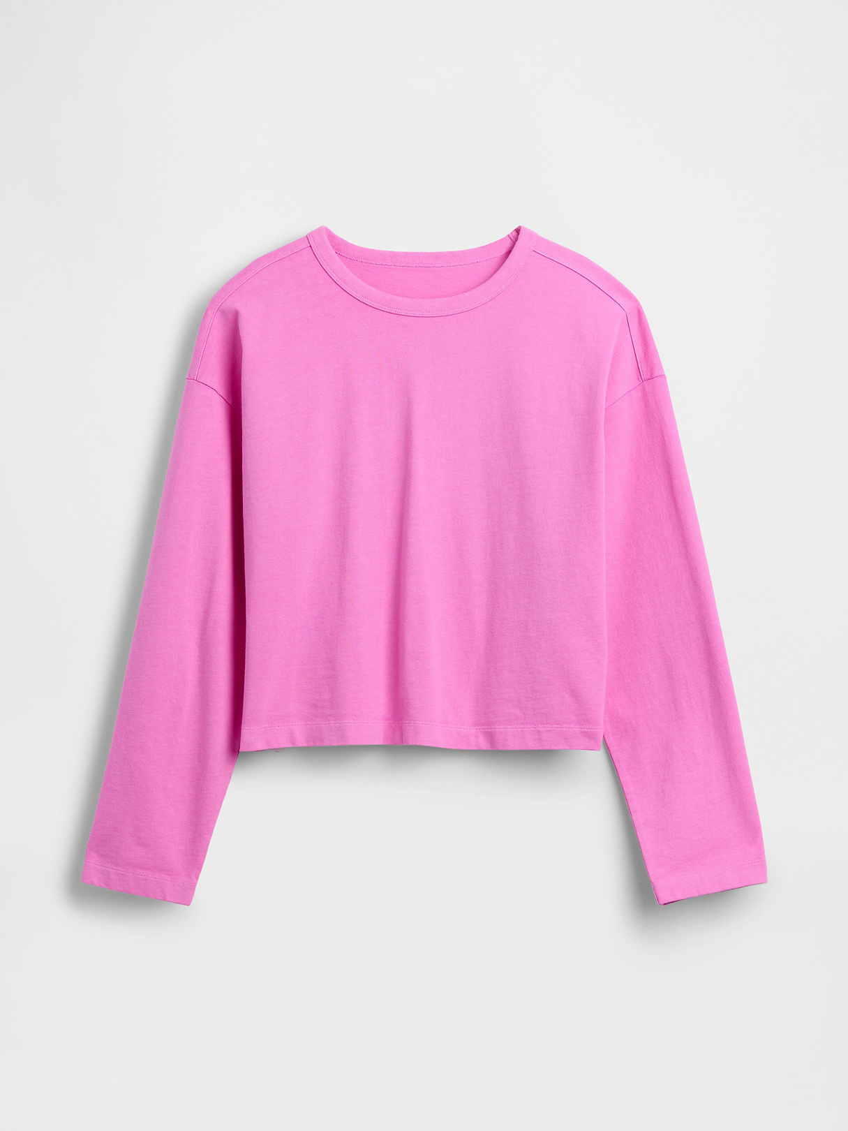 Knit Oversized Crop T-Shirt - Neon pink glow