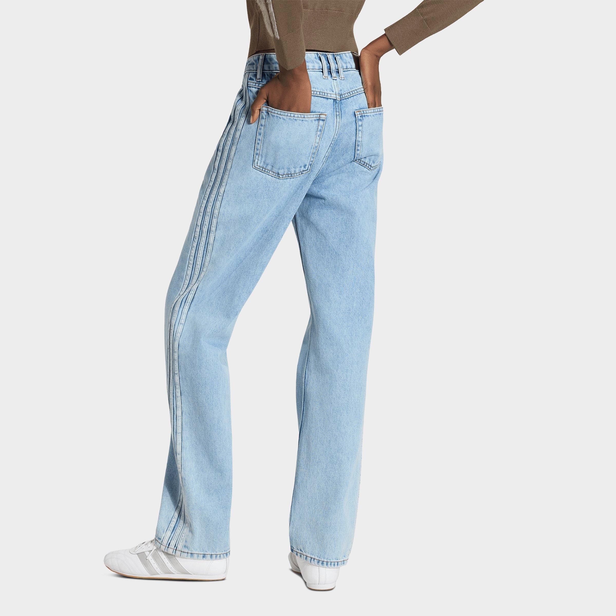 Women's adidas Originals Firebird Denim Mid-Rise Straight Denim Pants - Light Denim