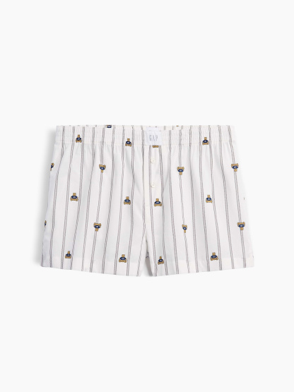 Poplin PJ Boxer Shorts - Brannan bear off white