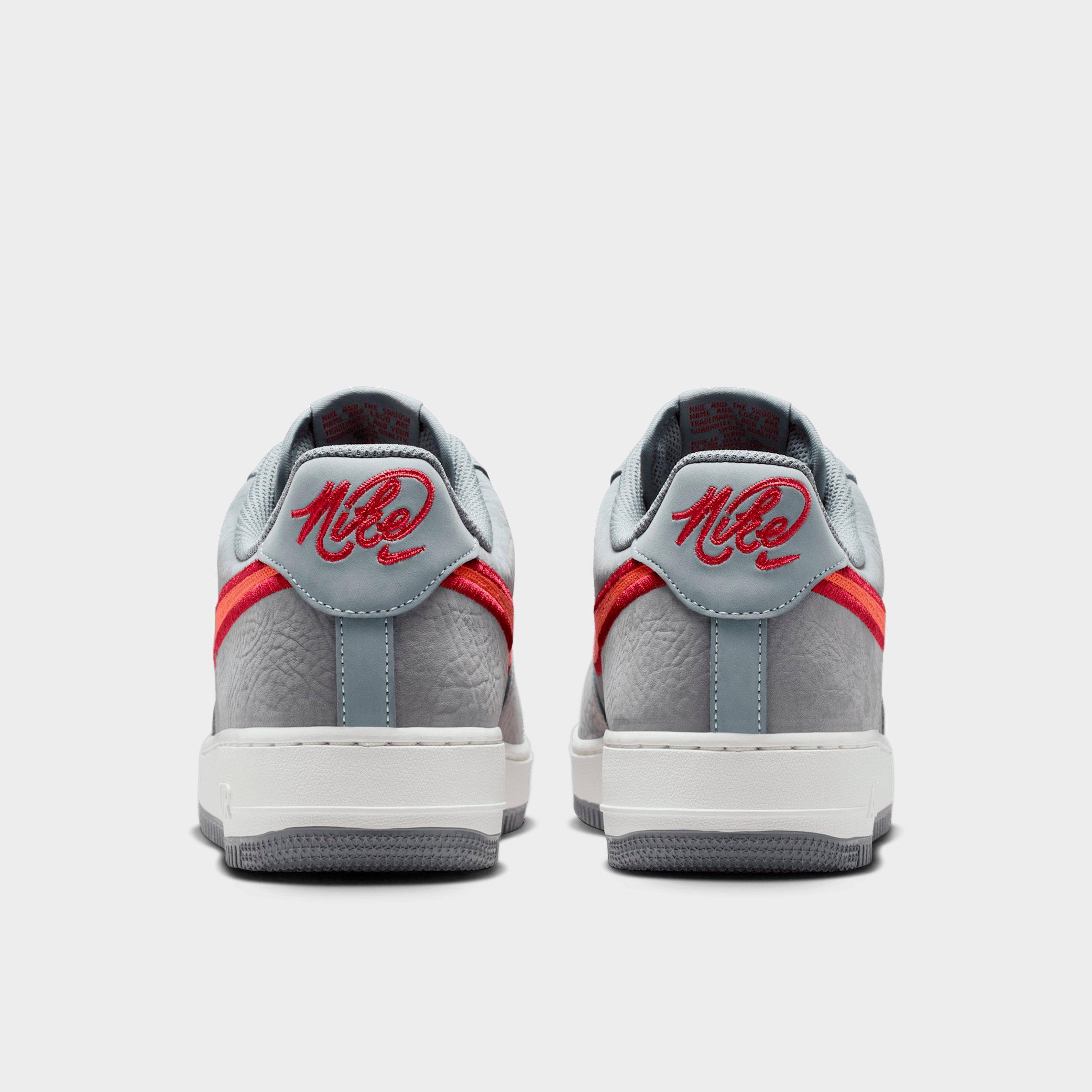 Men's Nithtke Air Force 1 '07 LV8 Casual Shoes - Part 1 - Cool Grey/Team Crimson/Summit White/Rust Factor - Back view