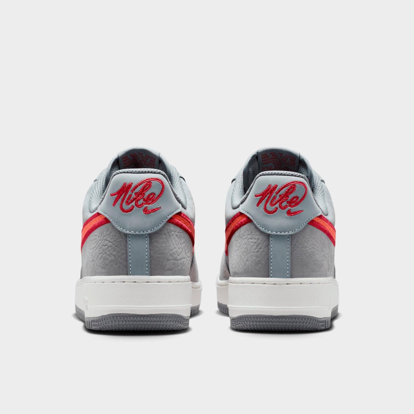 Men's Nithtke Air Force 1 '07 LV8 Casual Shoes - Part 1 - Cool Grey/Team Crimson/Summit White/Rust Factor - Back view