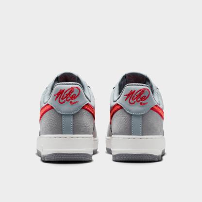 Men's Nithtke Air Force 1 '07 LV8 Casual Shoes - Part 1 - Cool Grey/Team Crimson/Summit White/Rust Factor - Back view