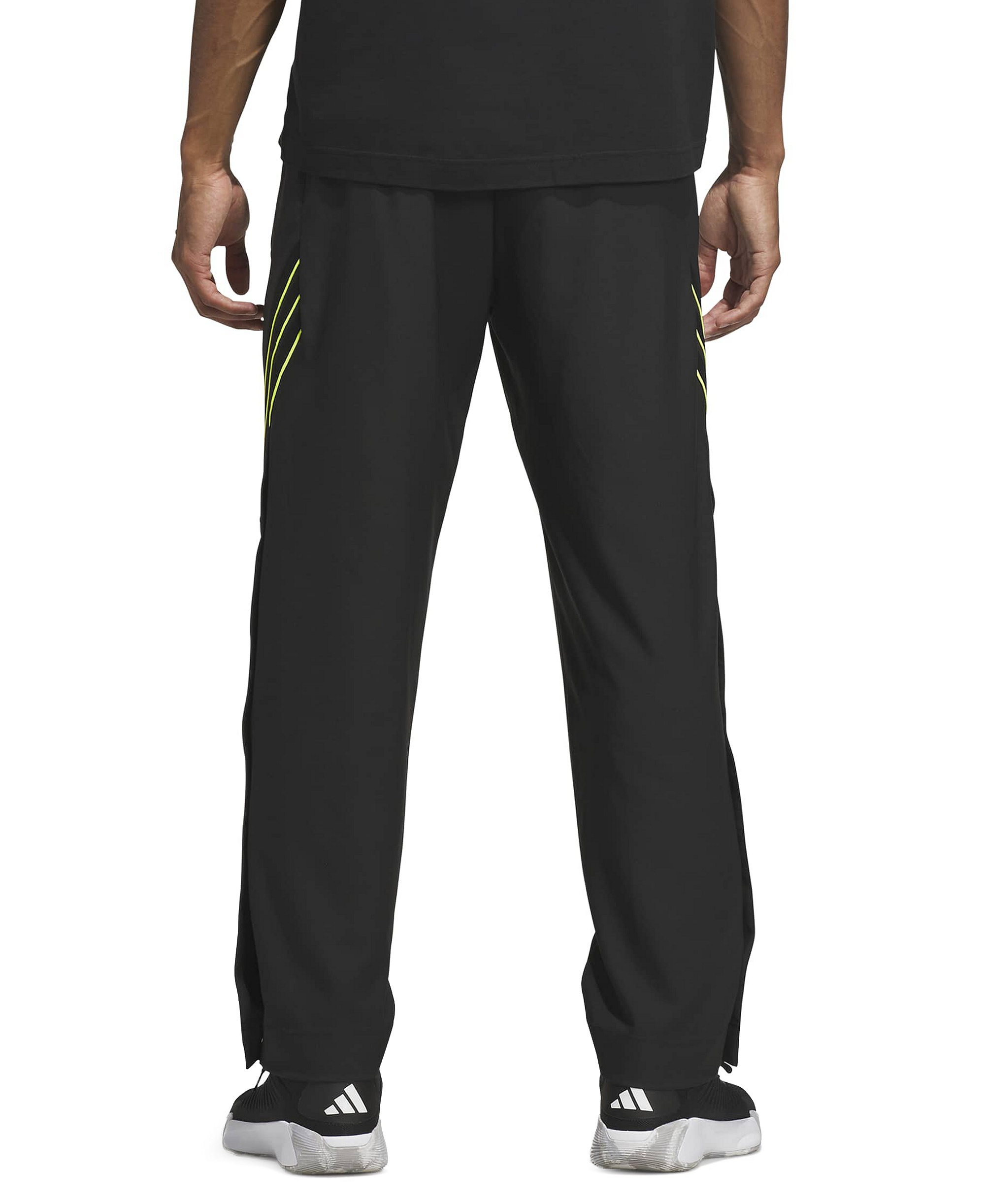 adidas Men's Three-Stripe Woven Snap Pants - Black/Solar Lemon