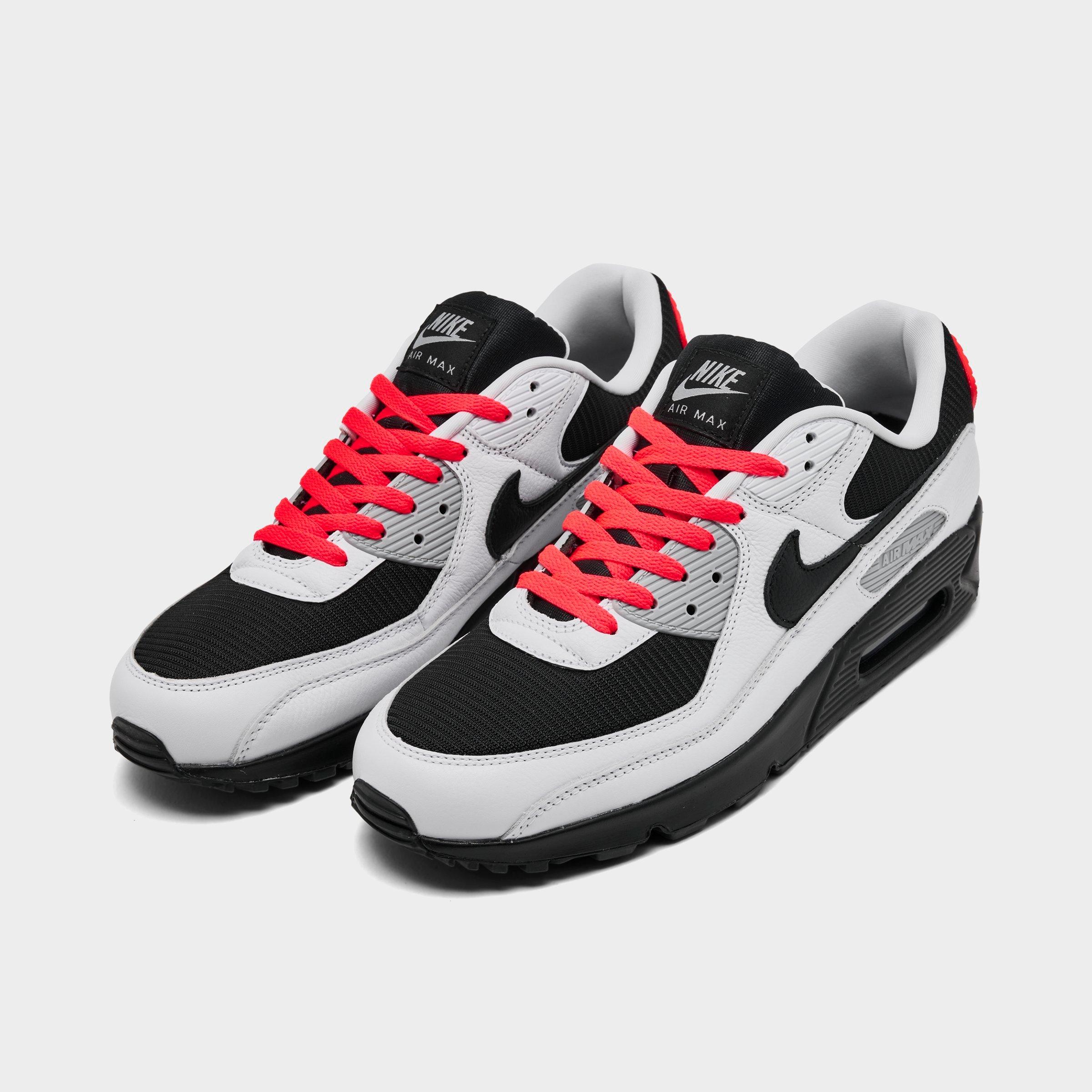 Men's Nithtke Air Max 90 Casual Shoes - Part 1 - White/Black/Bright Crimson/Light Smoke Grey - Both shoes facing left