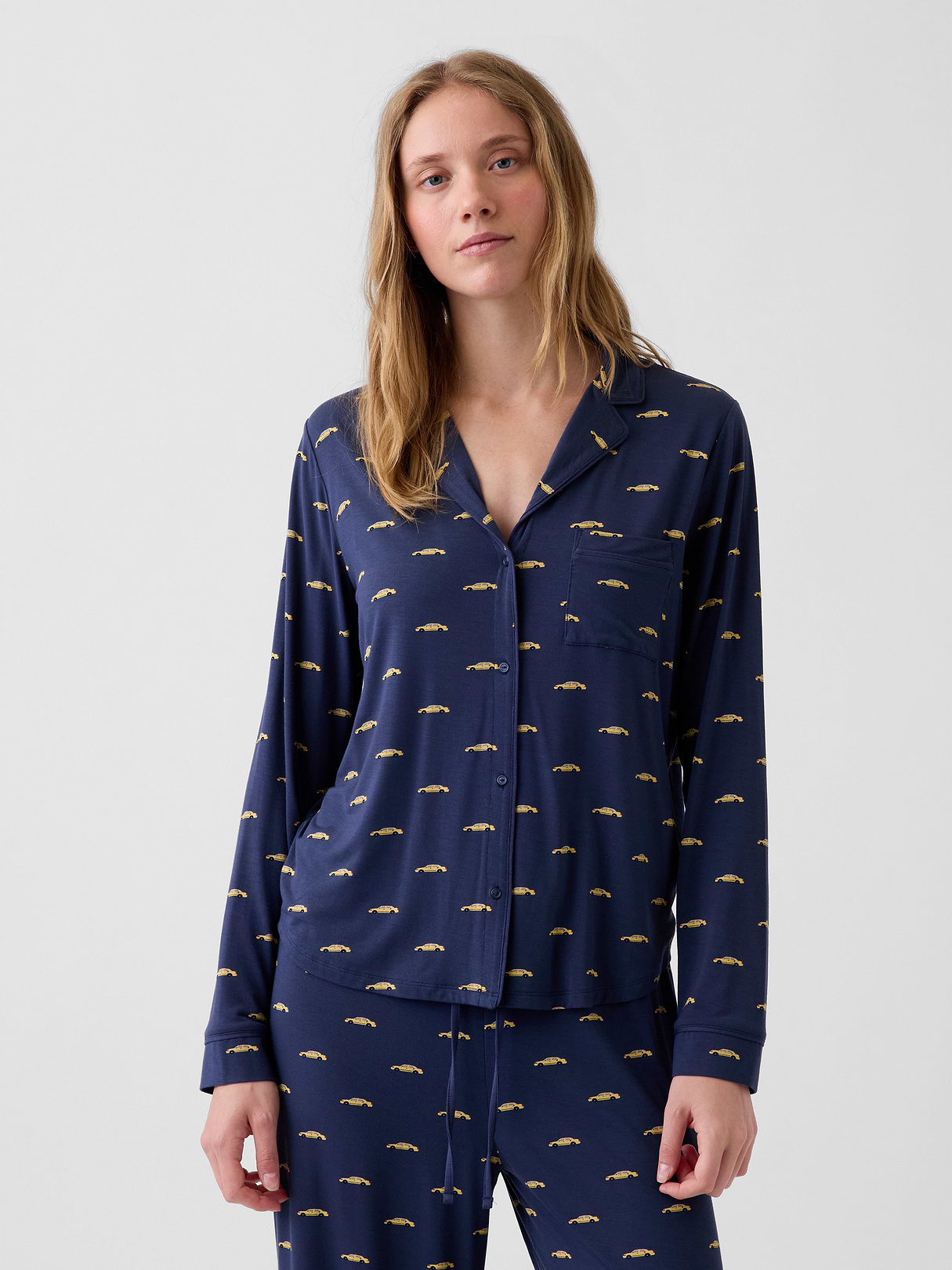 SoftMade Modal PJ Top - Blue taxi print