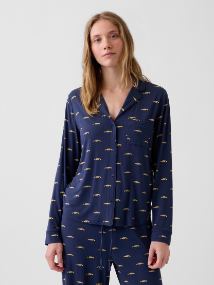 SoftMade Modal PJ Top - Blue taxi print