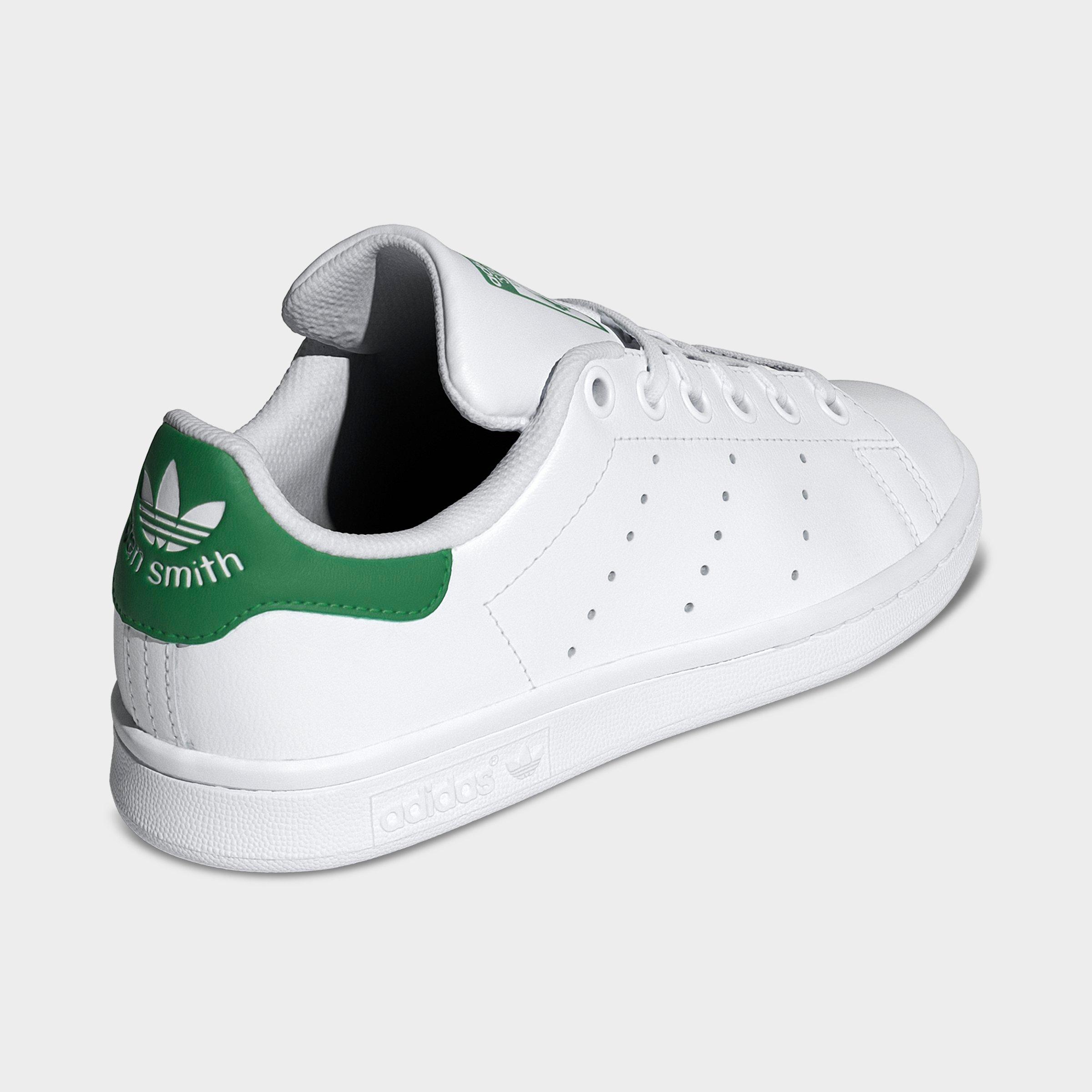 Big Kids' adidas Originals Stan Smith Casual Shoes - White/White/Green - Back view