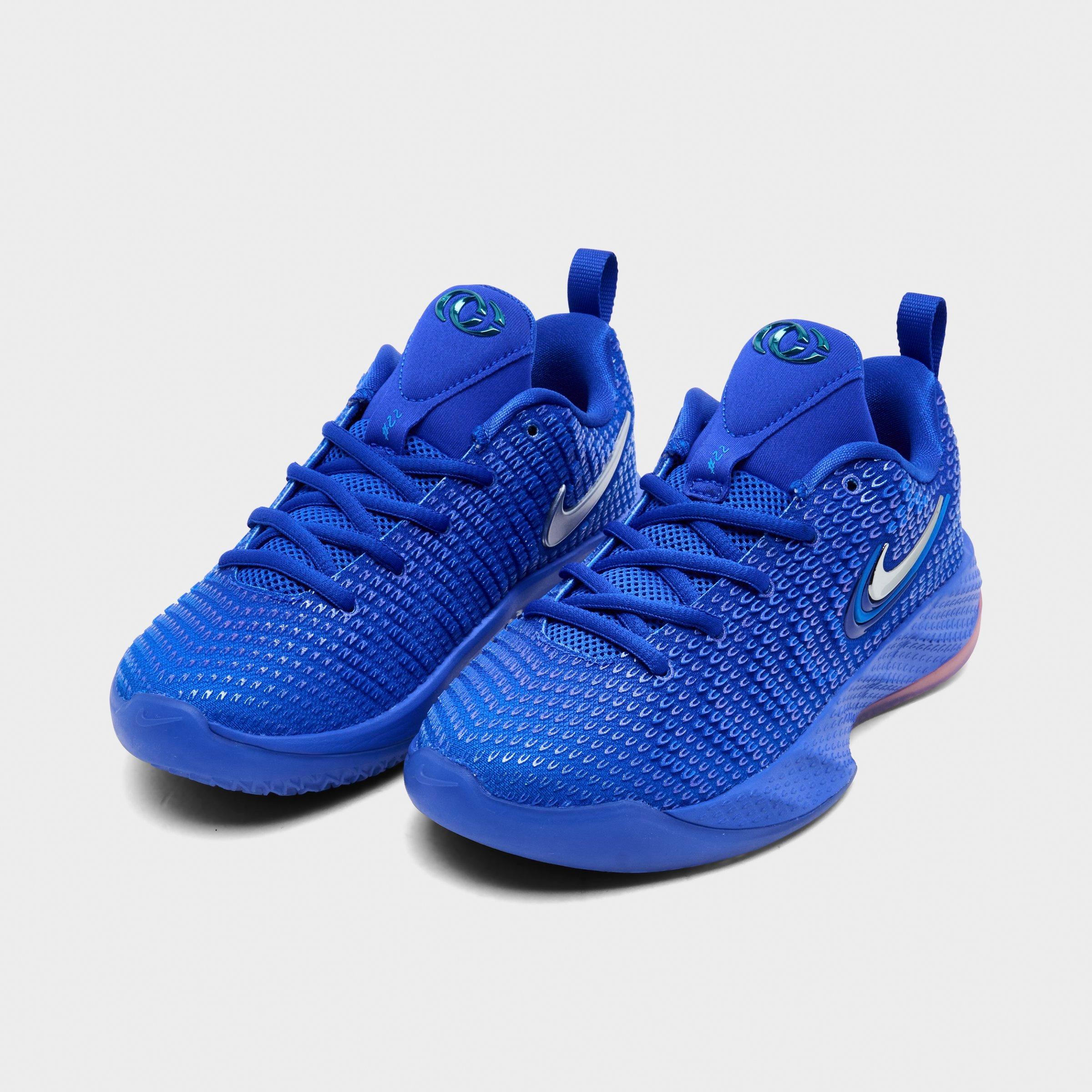 Little Kids' Nithtke Caitlin 1 Basketball Shoes - Racer Blue/Teal Tint/Metallic Silver - Both shoes facing left