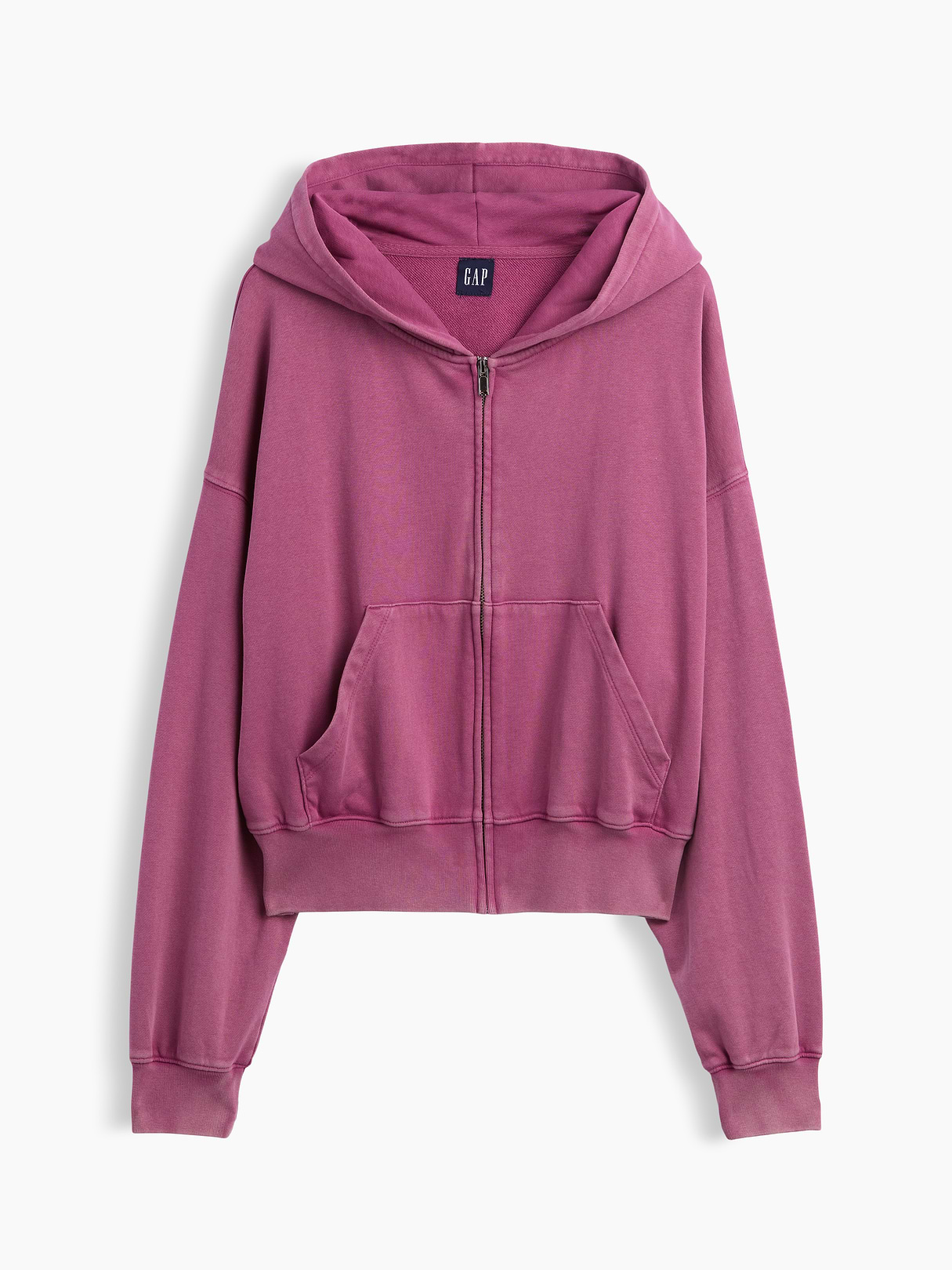 VintageSoft Terry Oversized Wedge Zip Hoodie - Deep dahlia purple