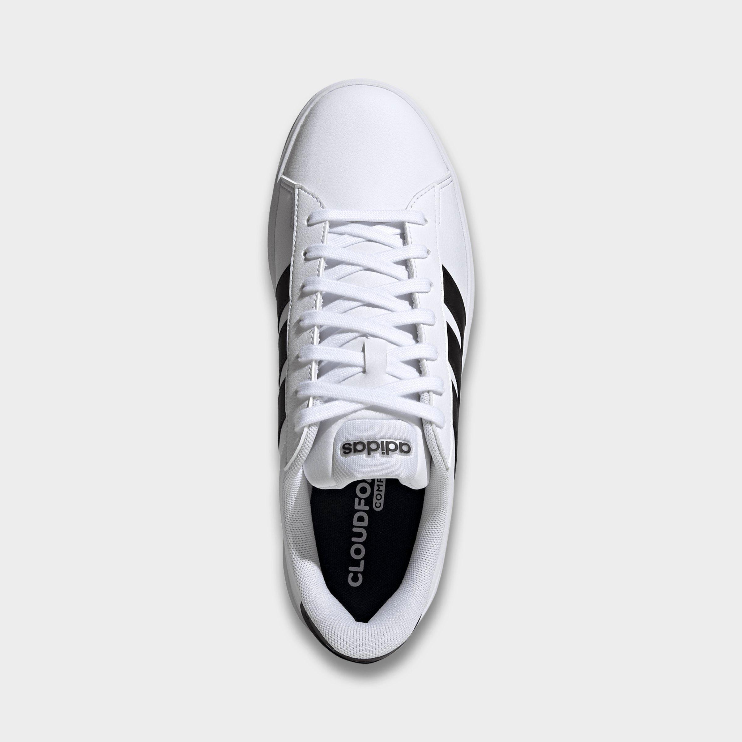Men's adidas Grand Court Casual Shoes (Wide Width) - Cloud White/Core Black/Cloud White - Top view