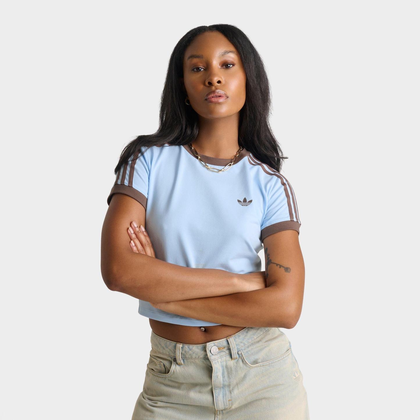 Women's adidas Originals adicolor 3-Stripes Baby T-Shirt - Ice Blue