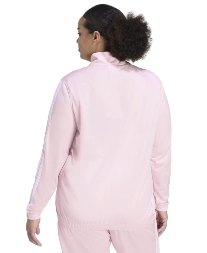 adidas Plus Size Essentials Tricot Three Stripes Track Jacket - Clear Pink/white