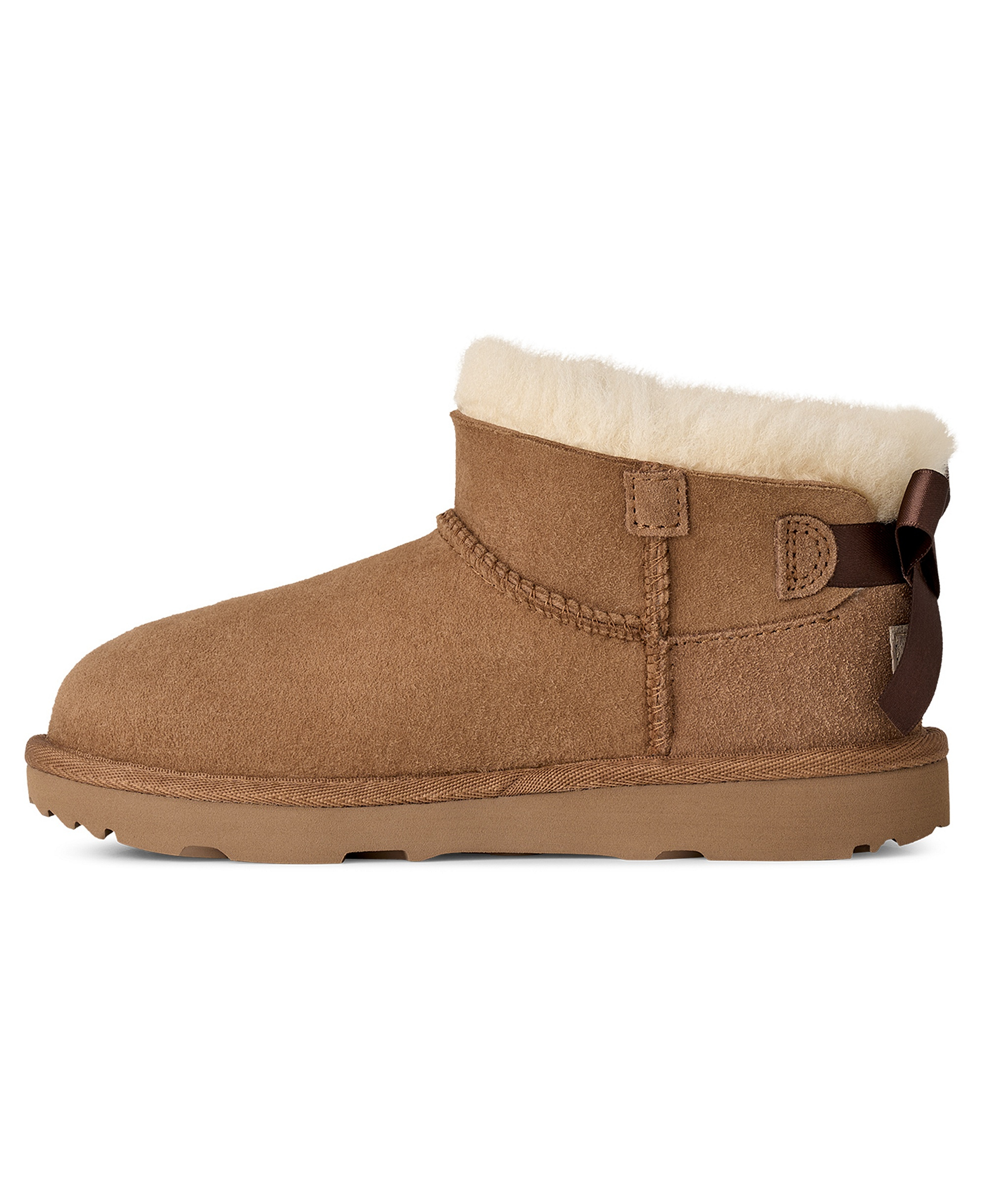 UGG® Kids Ultra Mini Bailey Bow Round Toe Booties - Chestnut