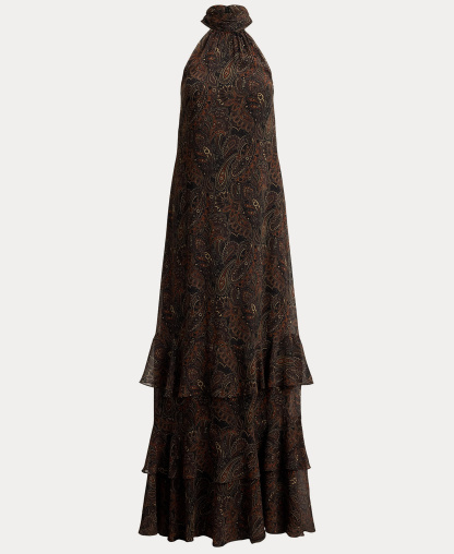 Lauren Ralph Lauren Women's Paisley Georgette Tiered Mockneck Gown - Black Multi