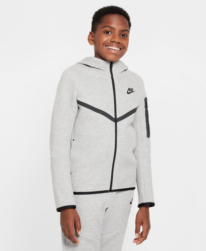 Nike Boys' and Girls' 7-20 Sportswear Tech Fleece Full-Zip Hoodie - Dark Gray Heather