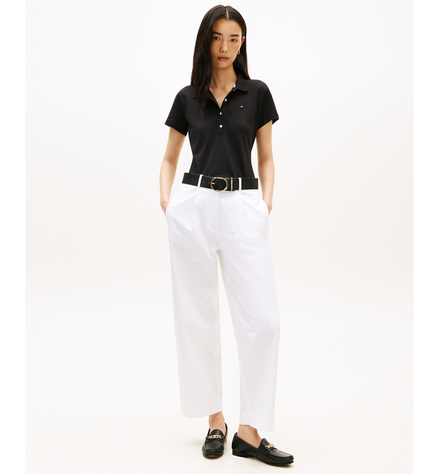 Tommy Hilfiger Women's Classic Pique Short-Sleeve Polo T-Shirt - Black