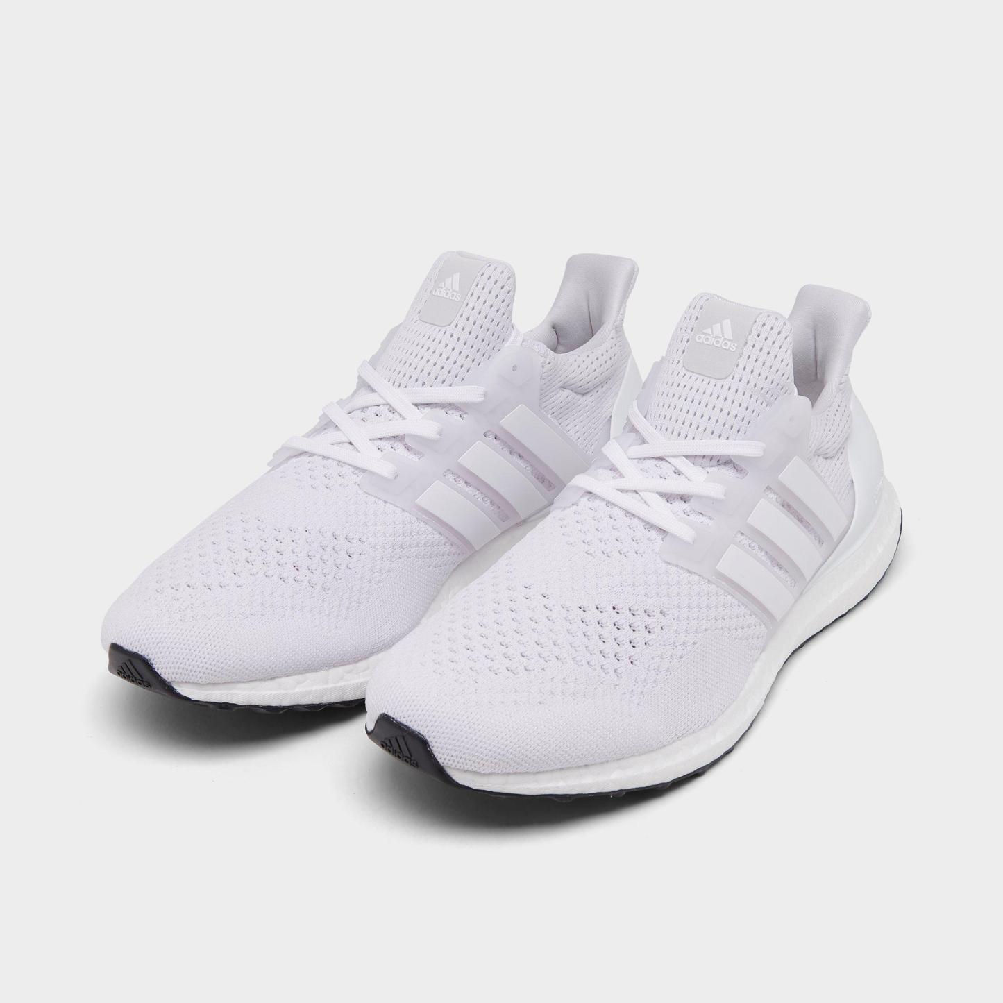 Men's adidas Ultraboost 1.0 Running Shoes - White/White/White - Both shoes facing left