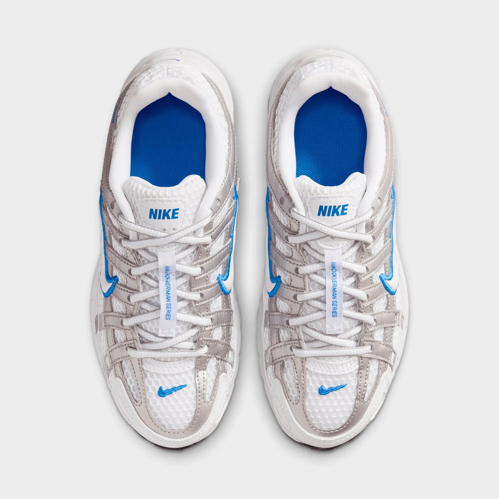 Big Kids' Nike P-6000 Casual Shoes - White/Blue Crystal/Metallic Silver/White