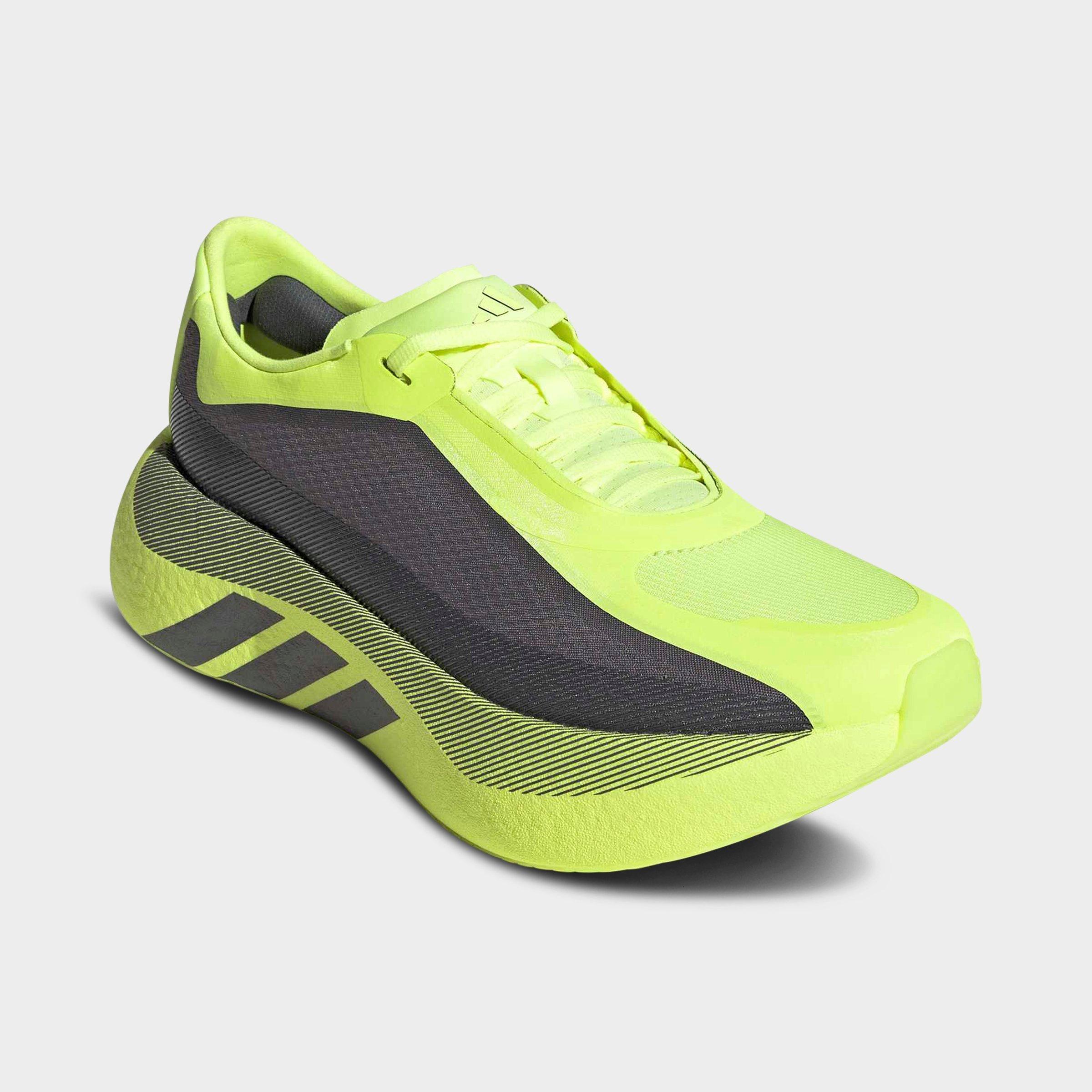 Men's adidas Hyperboost Edge Running Shoes - Part 1 - Hi-Res Yellow/Iron Metallic/Grey - Both shoes facing left
