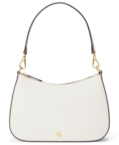 Lauren Ralph Lauren Crosshatch Leather Danni Small Shoulder Handbag - White