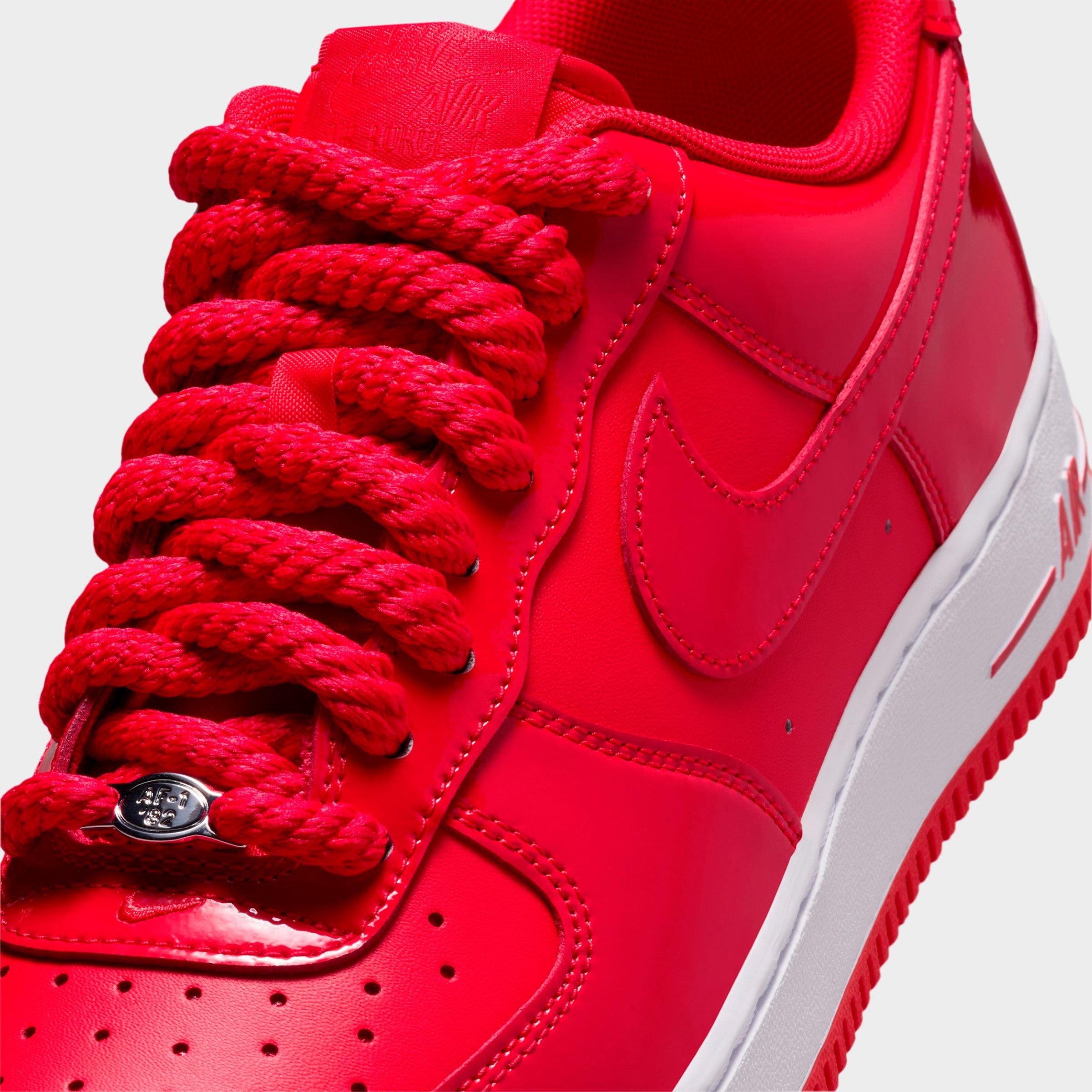 Men's Nithtke Air Force 1 '07 Patent Leather Casual Shoes - University Red/White/Metallic Silver/Light Crimson - Detail shot