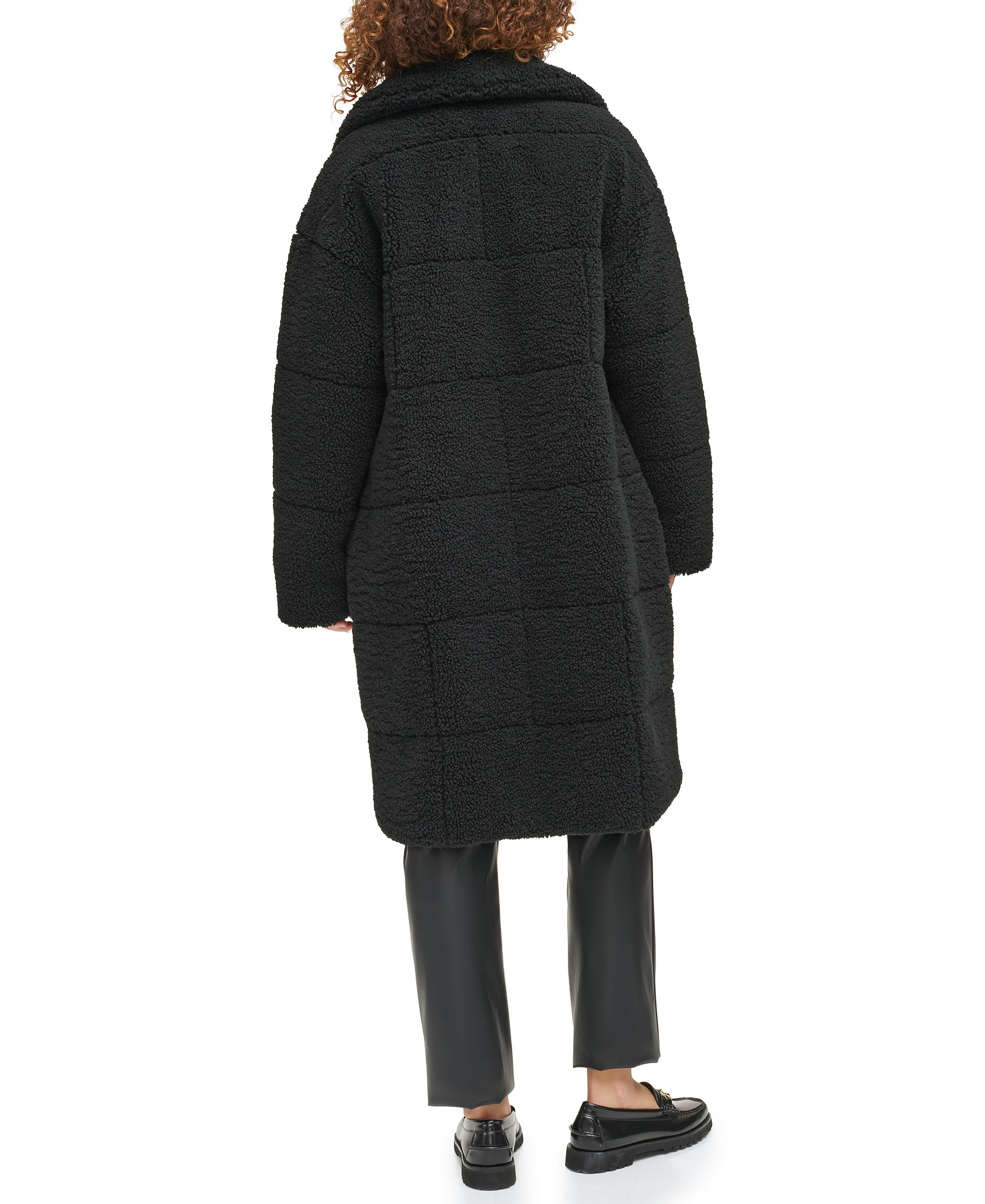 Levi's Women's Long Sherpa Snap-Closure Teddy Coat - Black