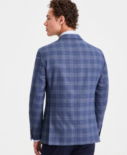 Tommy Hilfiger Men's Modern-Fit Patterned Blazer - Dark Blue Plaid