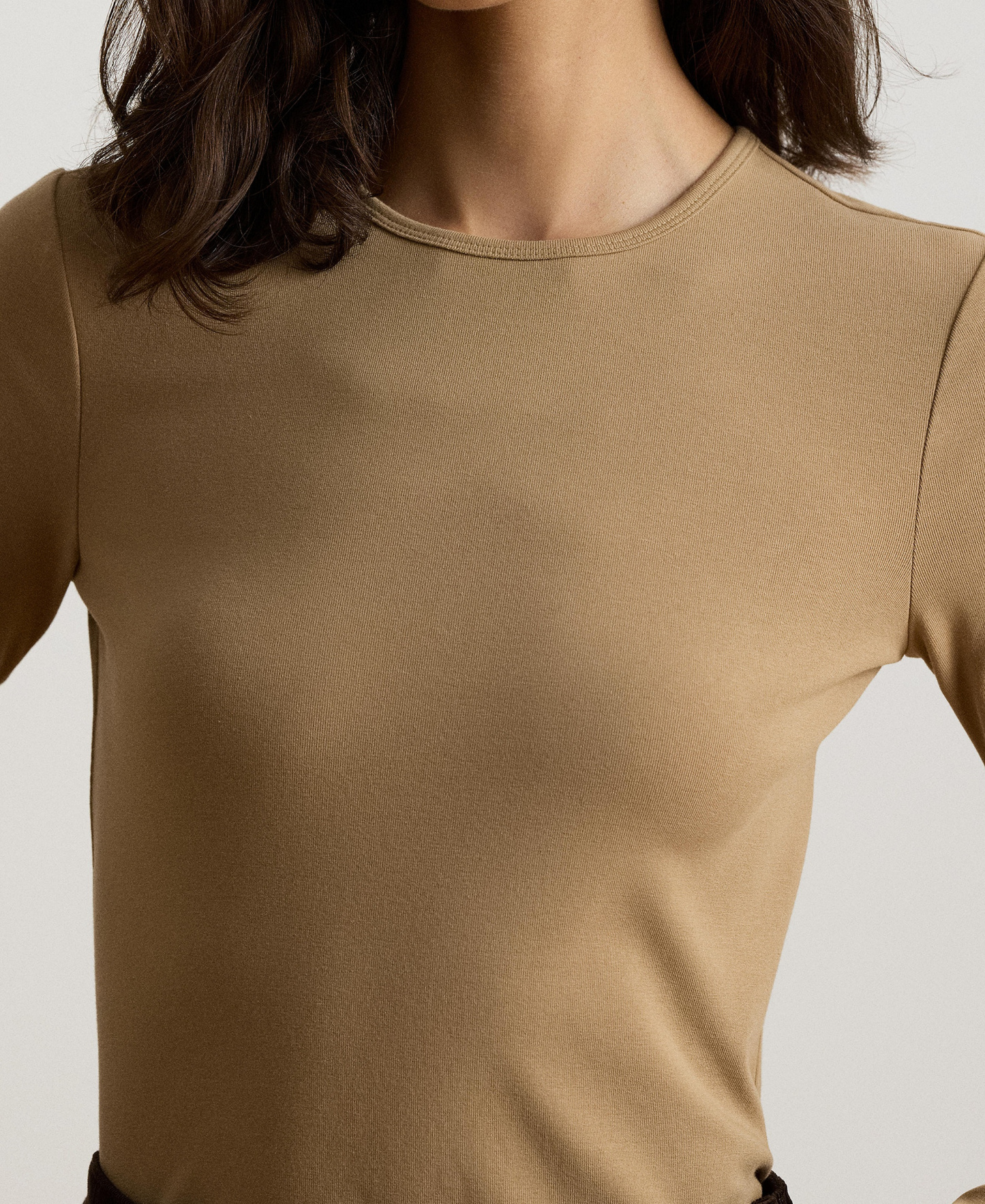 Lauren Ralph Lauren Cotton-Blend Long-Sleeve Top - Lauren Camel