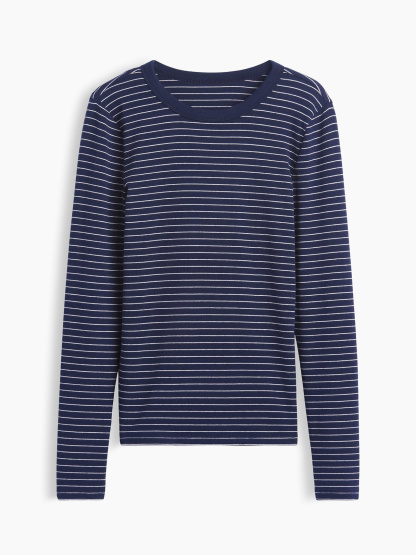 Modern Crewneck T-Shirt - Navy blue stripe