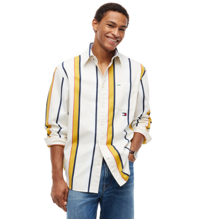 Tommy Hilfiger Men's American Icons Oxford Heritage Long-Sleeve Striped Cotton Shirt, Macy’s Exclusive - Herald Stripe
