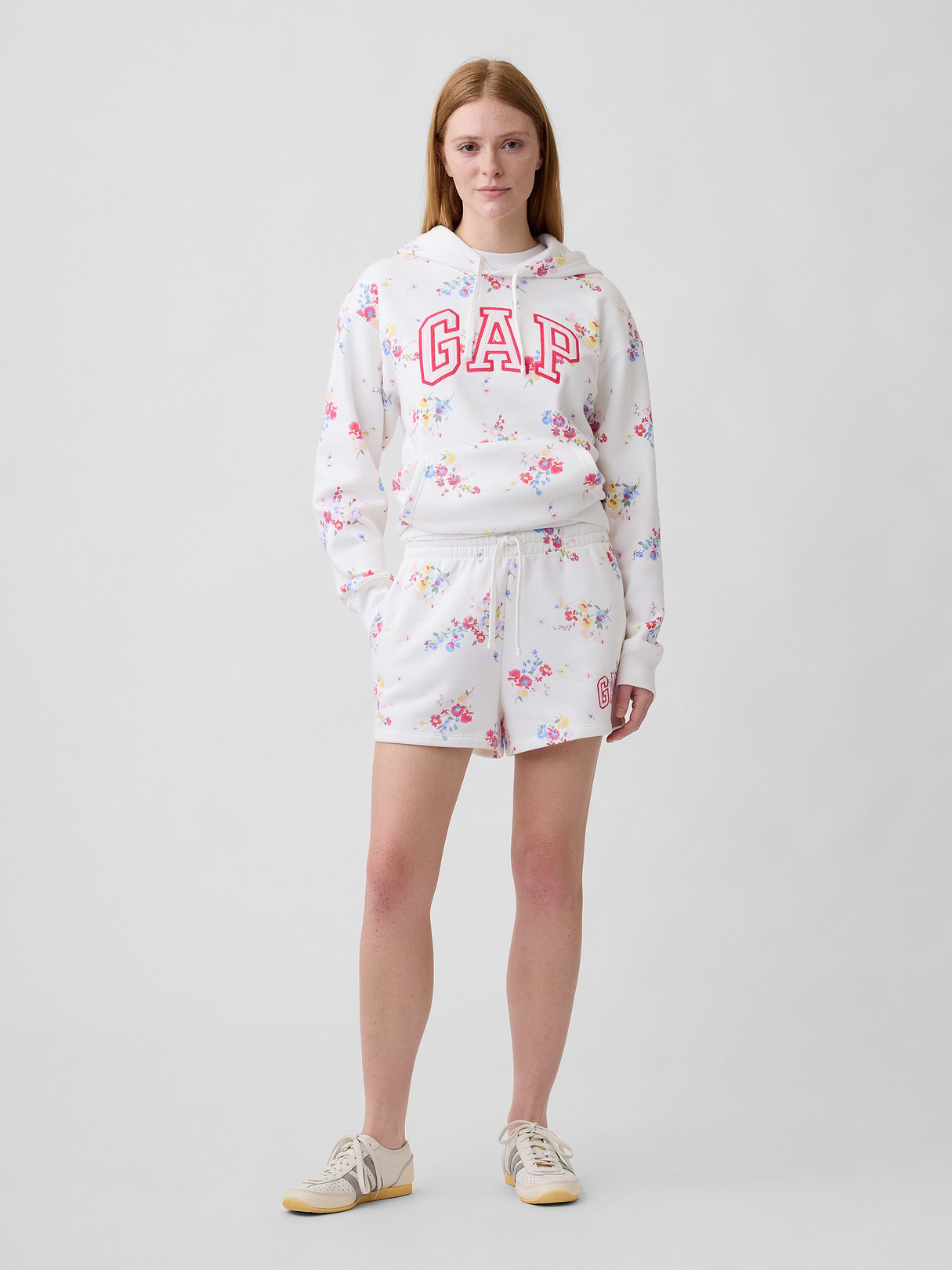 Relaxed Gap Logo Hoodie - White multi floral