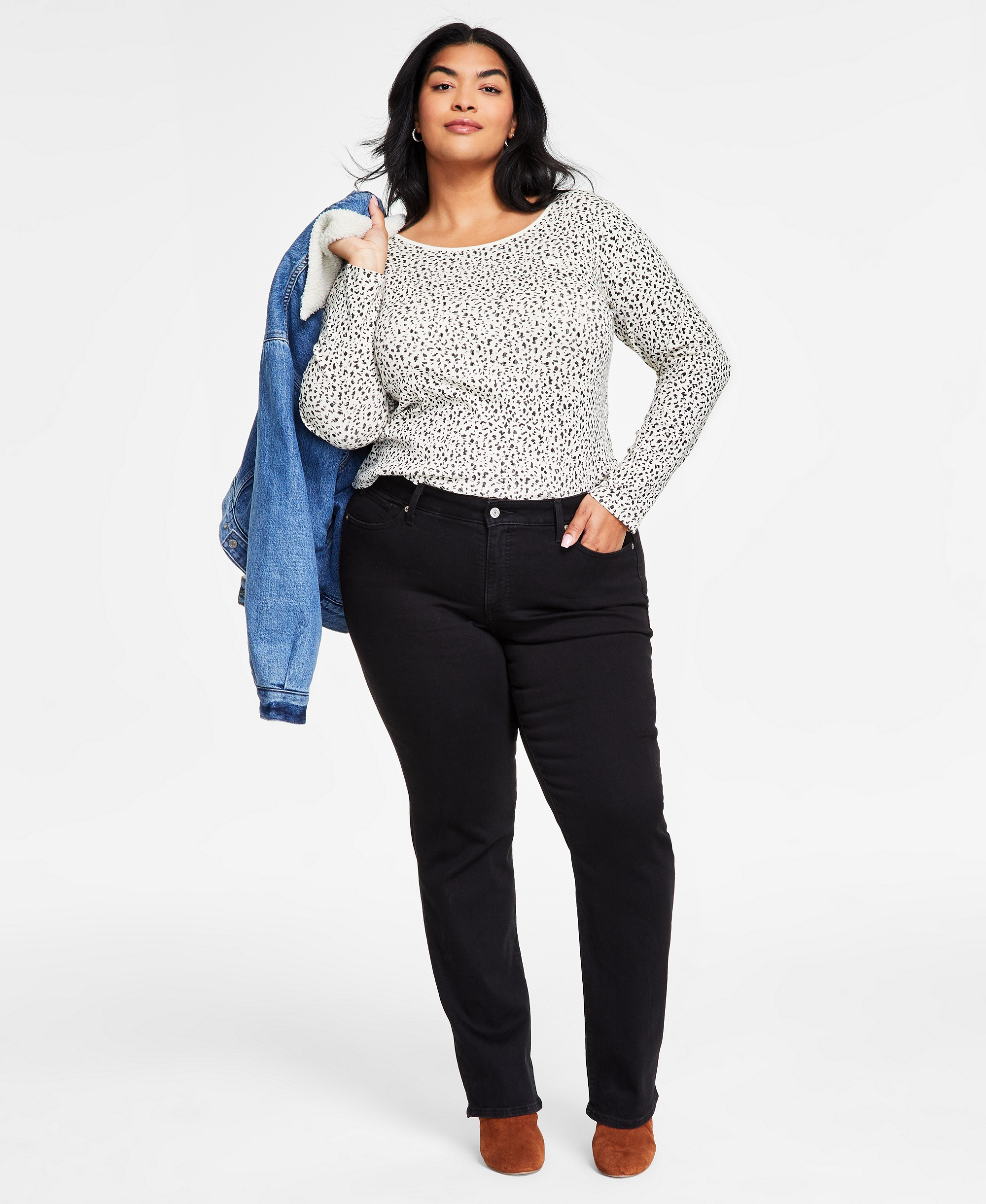Levi's Trendy Plus Size Classic Straight Leg Jeans - Soft Black