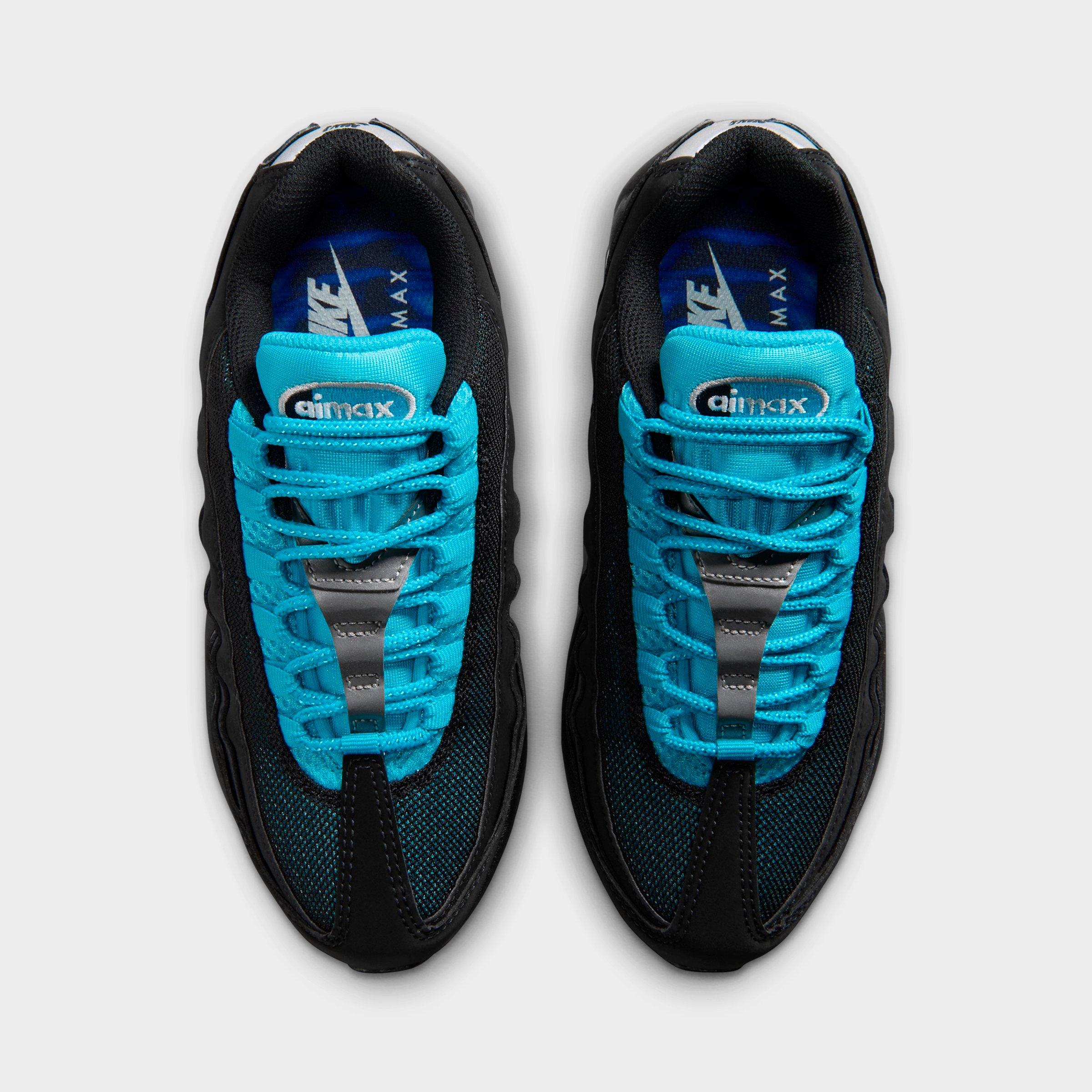 Big Kids' Nithtke Air Max 95 Big Bubble SE Casual Shoes - Black/Gamma Blue/Metallic Silver/Chrome - Top view