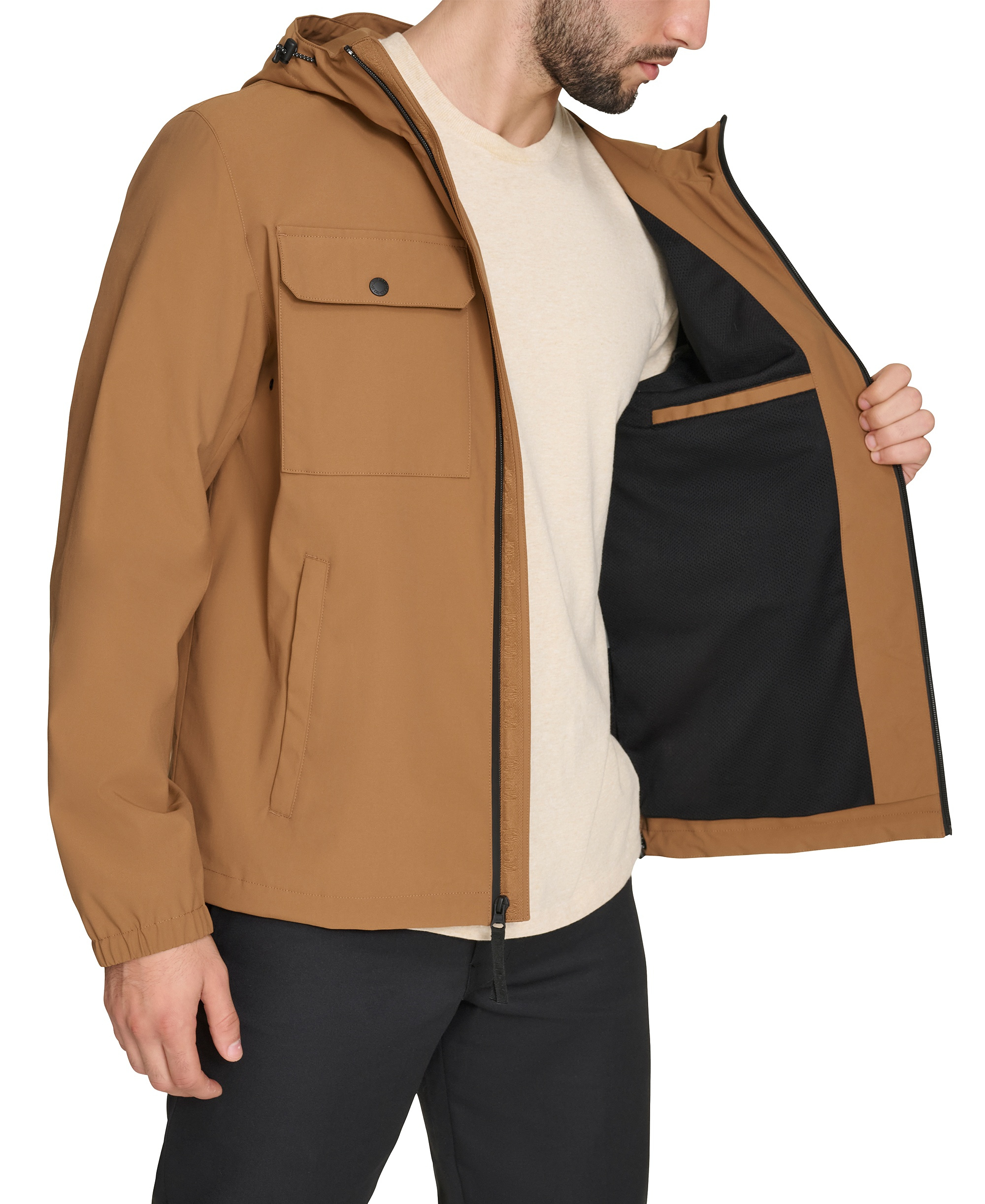 Levi's Men's Hooded Rain Jacket - Brown