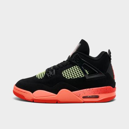 Big Kids' Air Jordan Retro 4 Basketball Shoes - Black/Infrared 23/Bright Mango - view 1