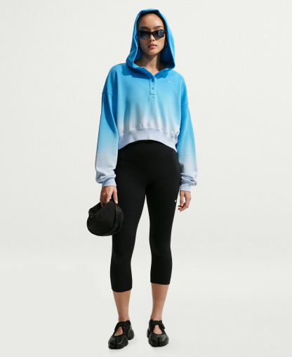 Nike Women's Sportswear Phoenix Fleece Oversized Henley Hoodie - Hydrogen Blue/lt Photo Blue